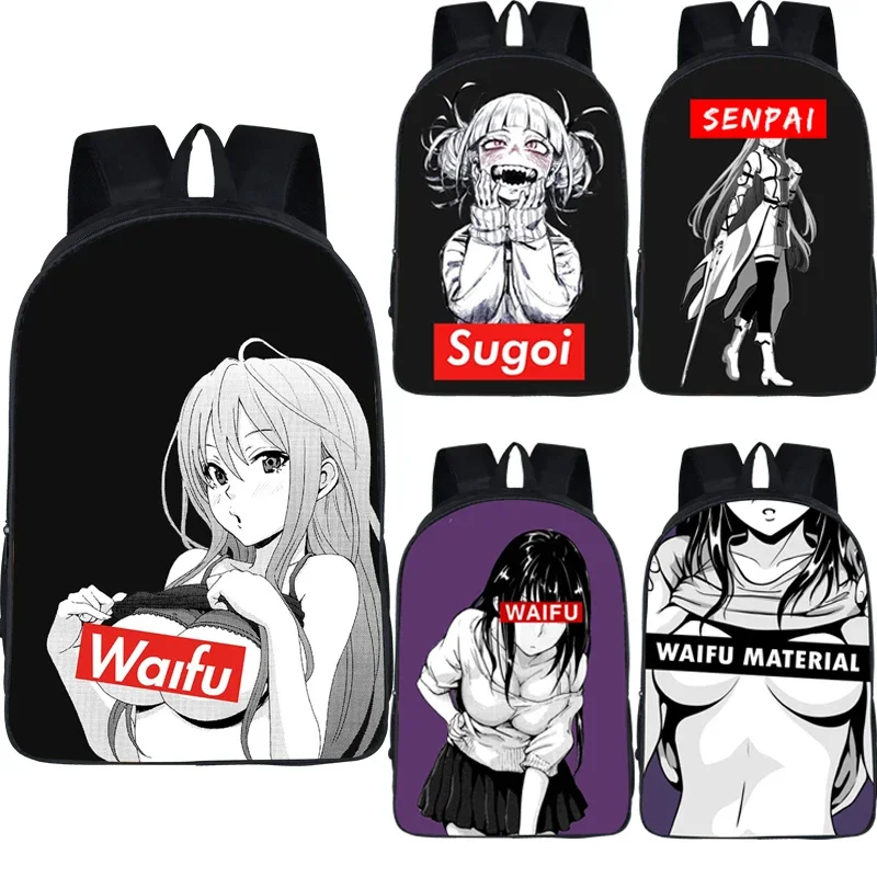 Kawaii Sugoi Senpai Anime Waifu Print School Bags for Teenager School Backpack Women Men Rucksack Boys Girls Book Bag