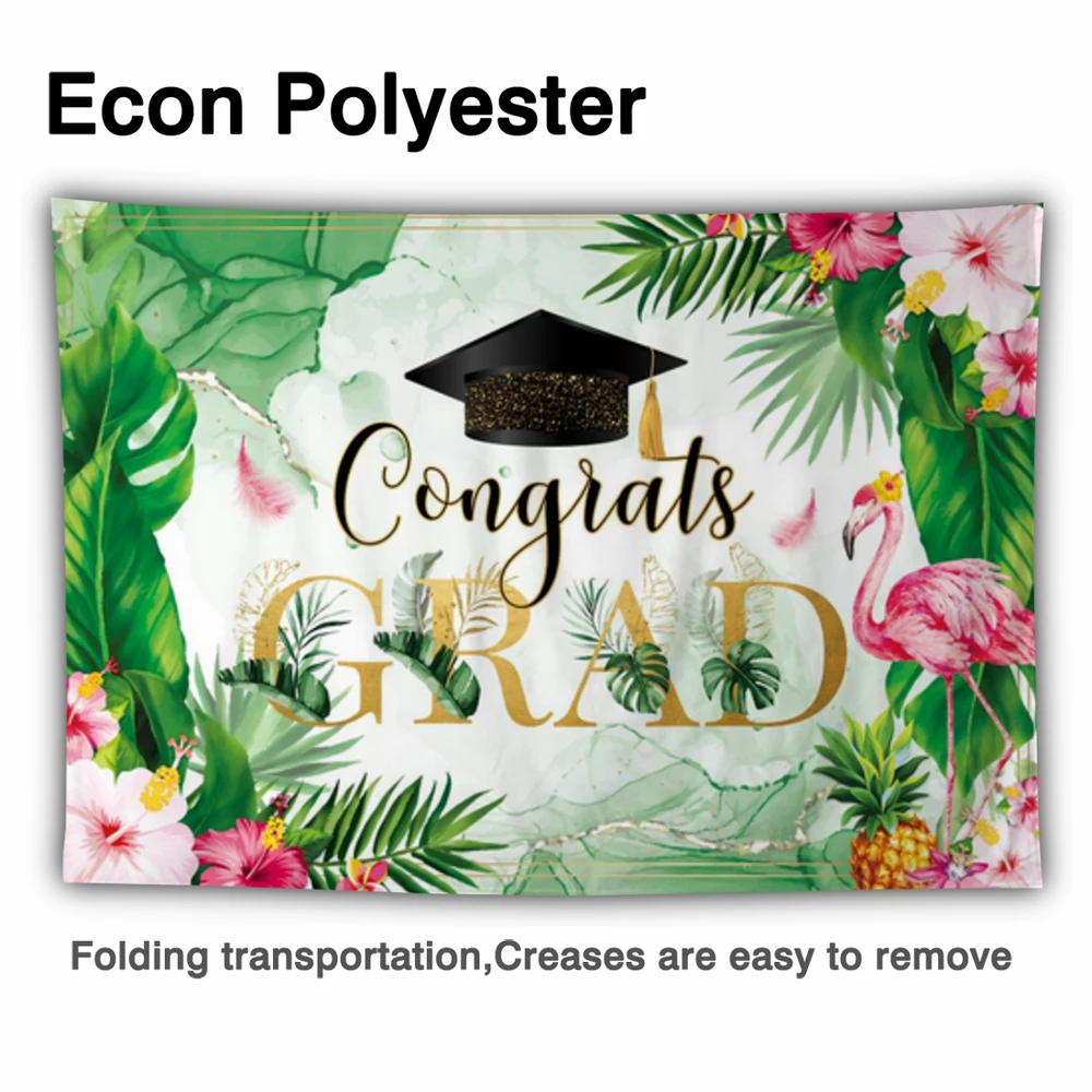 Funnytree Congrats Grad พรหม Decor Party 2022ฉากหลัง Jungle หมวก Flamingo ดอกไม้ทอง Photocall พื้นหลัง