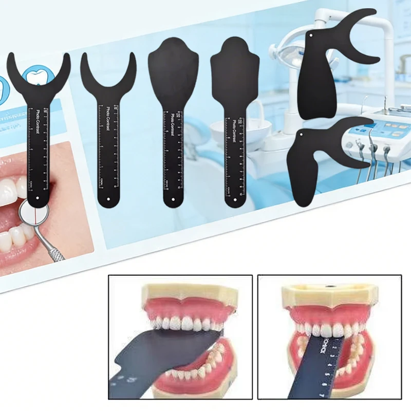 

6Pcs Dental Photo Contrast Board Black Background Autoclavable Teeth Display Tool for Orthodontic Photography Clinic