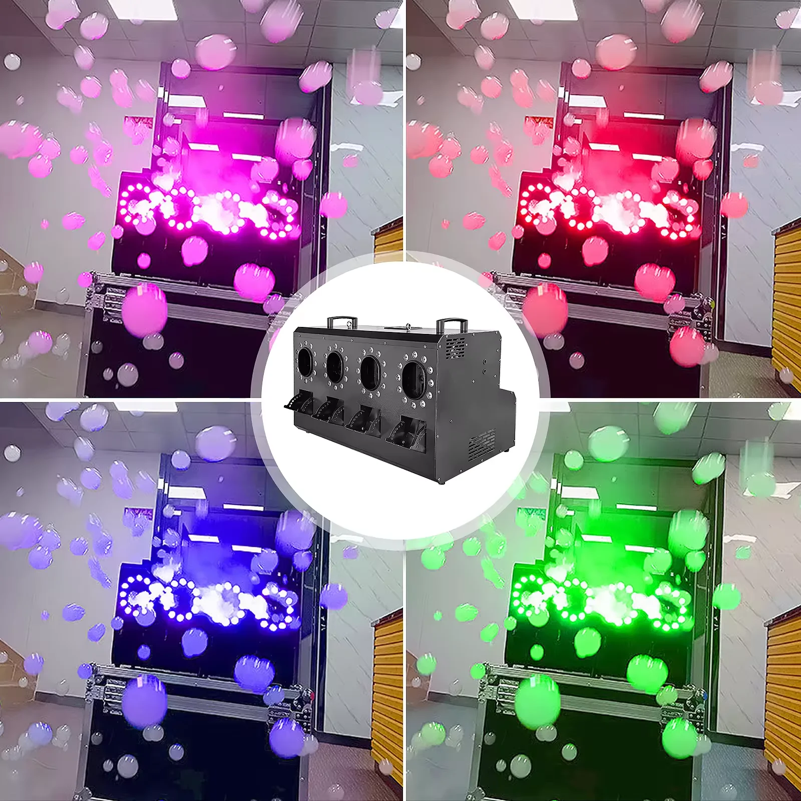 3000W 4 Way Led Smoke Bubble Machine DMX Remote Control Fog Bubbles Wedding Machine for Stage Party Dance Halloween Christmas