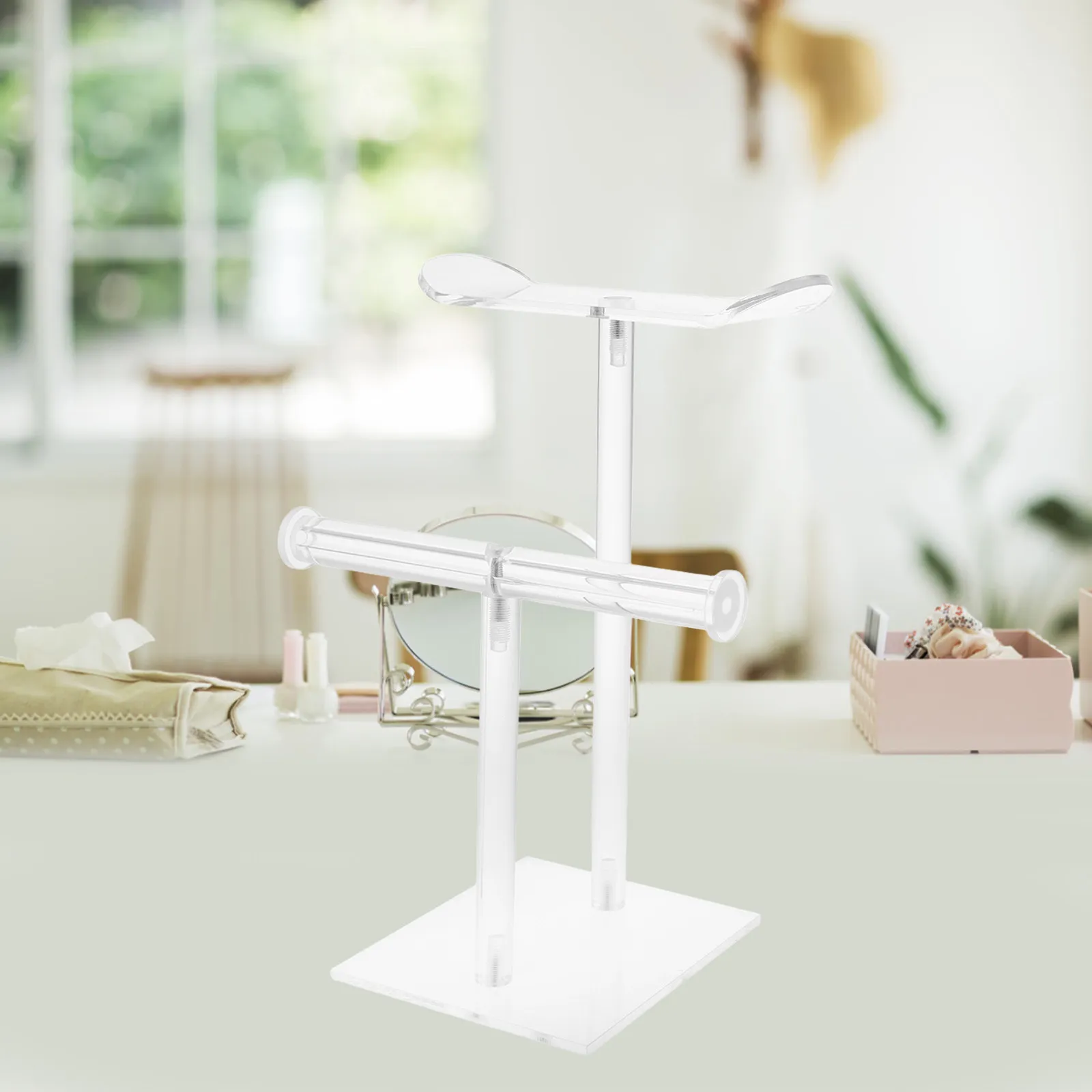 Clear Headband Display Stand Transparent Double Layer Hair Accessories Organizer Hairband Holder Storage Rack Headband Holder