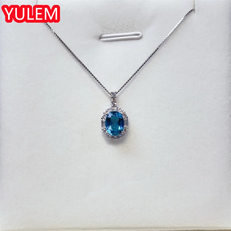 

Подвеска из натурального лондонского голубого топаза 6x8 мм, серебро 925 пробы, для женщин, на каждый день