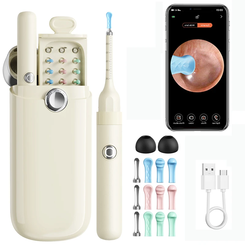 

Ear Wax Removal Tool with 3.7mm Lens Camera Smart Visual Ear Cleaner with Gentle Tweezers & 12 Tips 10MP HD Otoscope for Adults