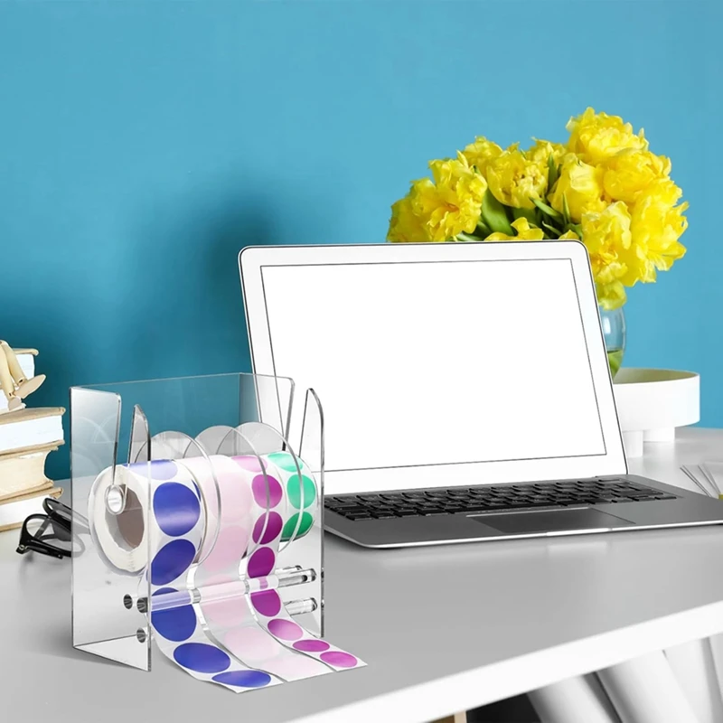 Регулируемый диспенсер для этикеток BAADE, акриловый диспенсер для рулонов наклеек, держатель для рулонов наклеек, прозрачные держатели для этикеток, держатель для наклеек, 4 диска