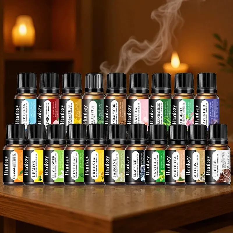 20 Flavors 10ml Essential Oils for Aroma Diffuser Air Humidifier Home Water-soluble Lavender Vanilla Orange Olive Fragrance Oil