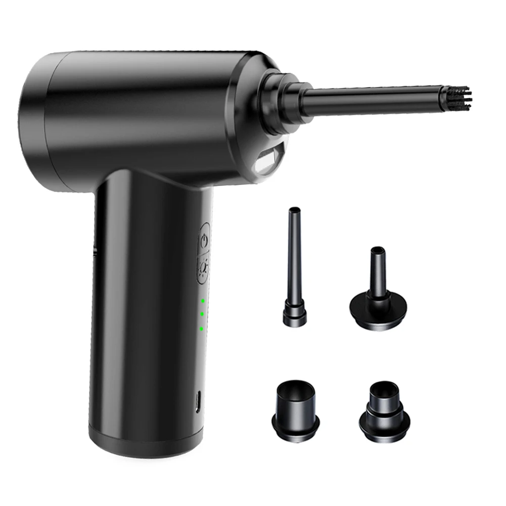 ライト付き圧縮空気ダスター、ポータブルエアブロワー、コンピューターキーボード用充電式ハンドヘルドダストブロワー、50000prm