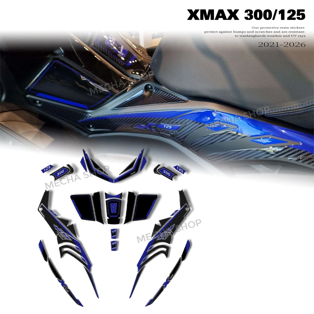 For XMAX 300 XMAX125 2023 2024 2025 2026 Central Seat Tunnel Protection Kit Xmax 300 Accessories 3D Stickers