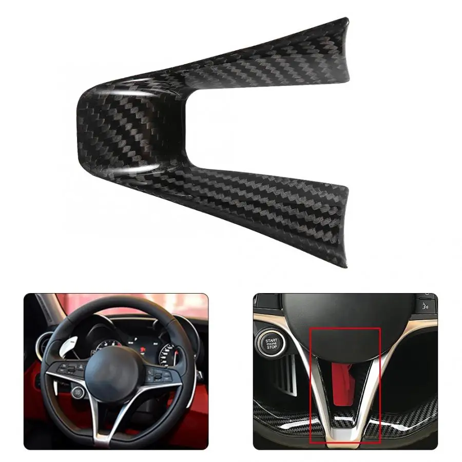 

Carbon Fiber Car Steering Wheel Decoration Frame Cover Trim Fit for Alfa Romeo Giulia Stelvio 2017 2018 2019