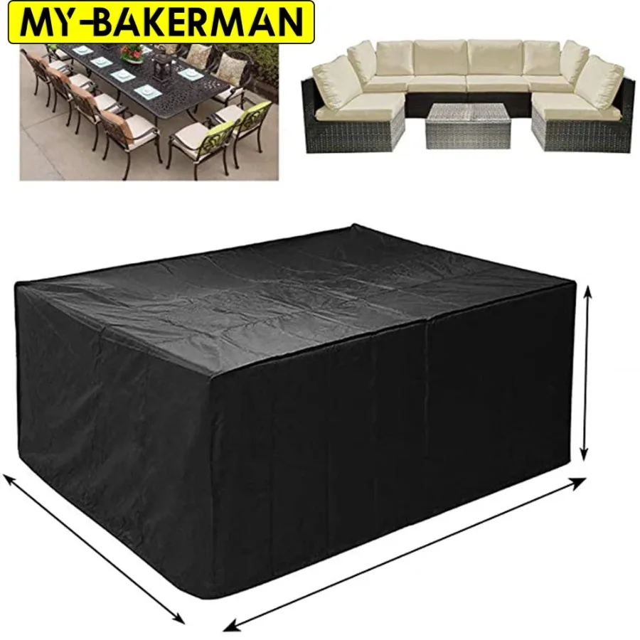 マルチサイズのパティオテーブル家具カバー、210D素材、巾着開閉式、ピクニックテーブル、椅子、ソファに適しています。