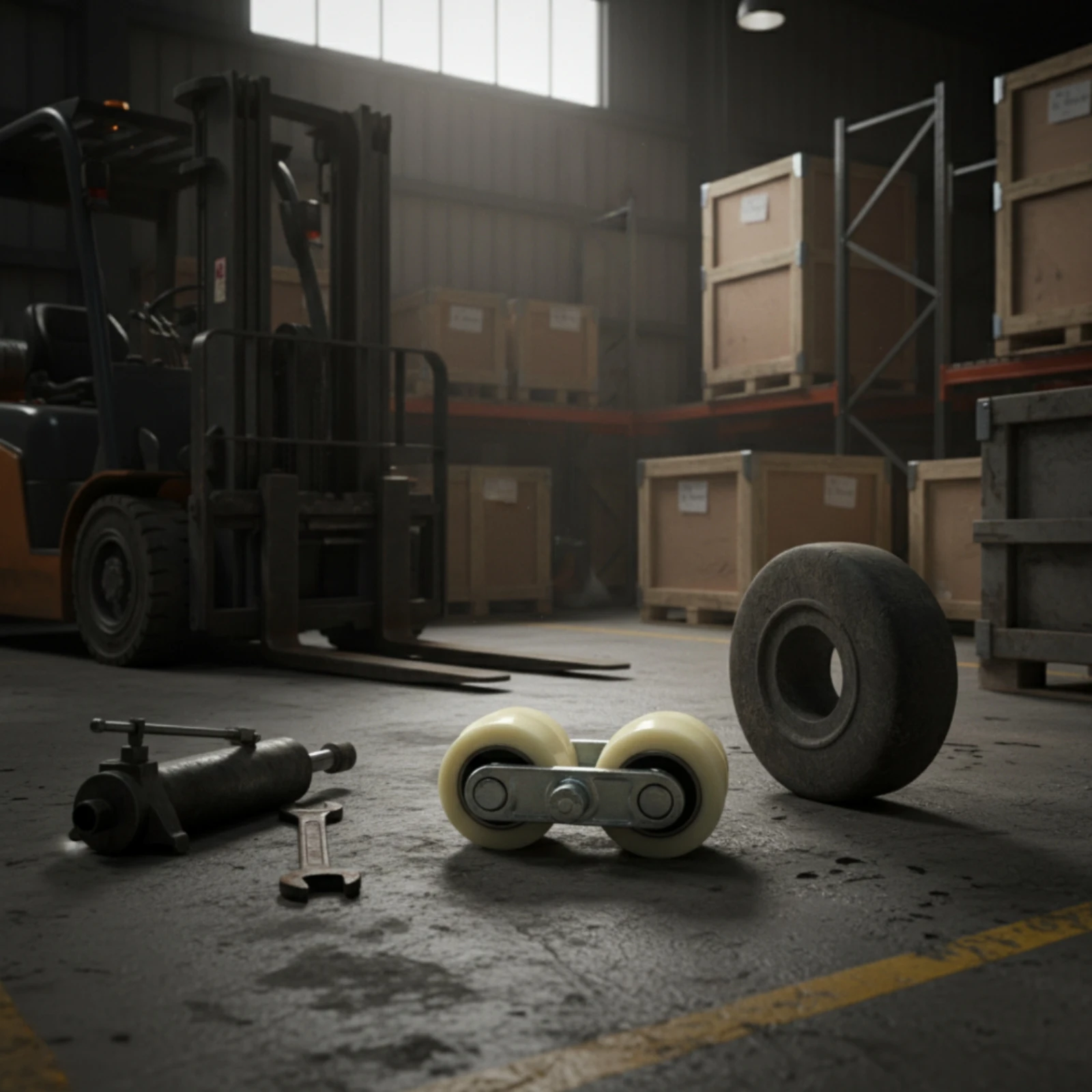Heavy Duty Pallet Jack Load Wheel with Axles and Pins Wear Resistant Nylon Replacement Wheel for Warehouse Repair