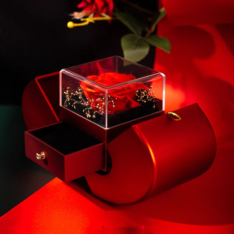 Women's Luxury Red Zircon Pendant Necklace with Apple Gift Box