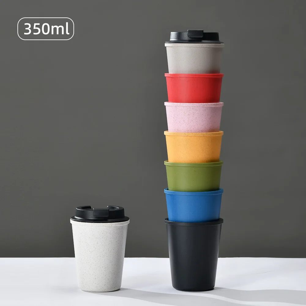 Portable Mini Wheat Straw Coffee Cup, Cross-Border EU & US Dual-Layer Travel Mug, Stylish and Simple for Car Use, Wheat Aroma Cu