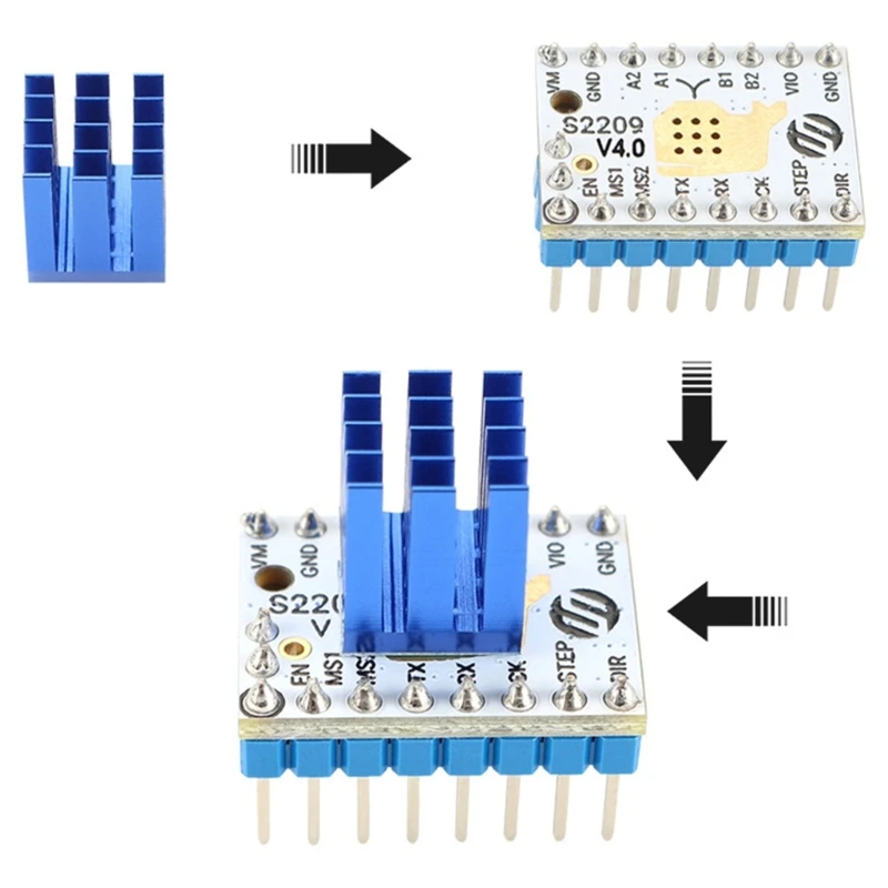 

TMC2209 V4.0 Stepper Quiet Stepping Motor Driver For 3D Printer with Heatsink Microsteps 5.5-28V 2.8A H8WD