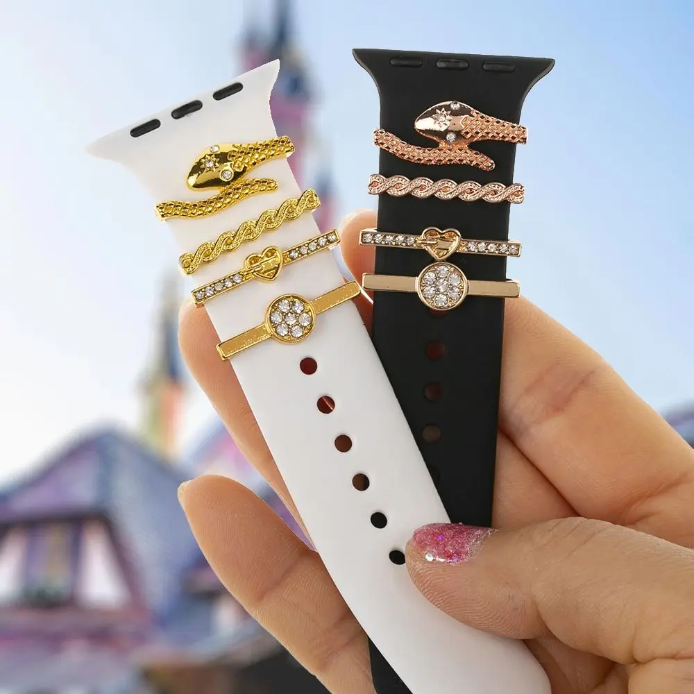 New Metal Watch Band Ornament Diamond Brooch Decorative Ring Bracelet Wristbelt Charms Strap Accessories