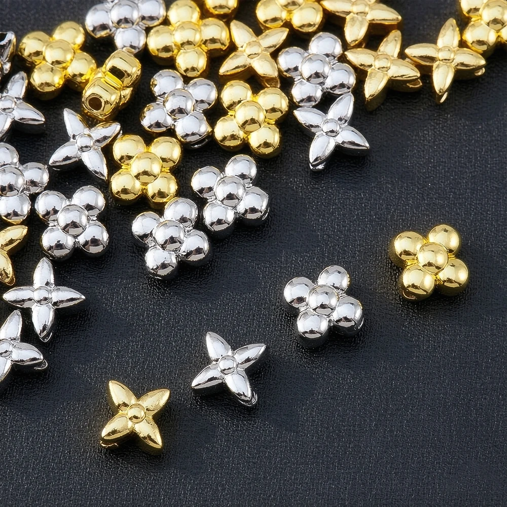 10PCS 18K Gold Plated Brass Star Flower Leaf Spacer Beads DIY Bracelet Keychain Jewelry Making Supplies Material Accessories - view 6