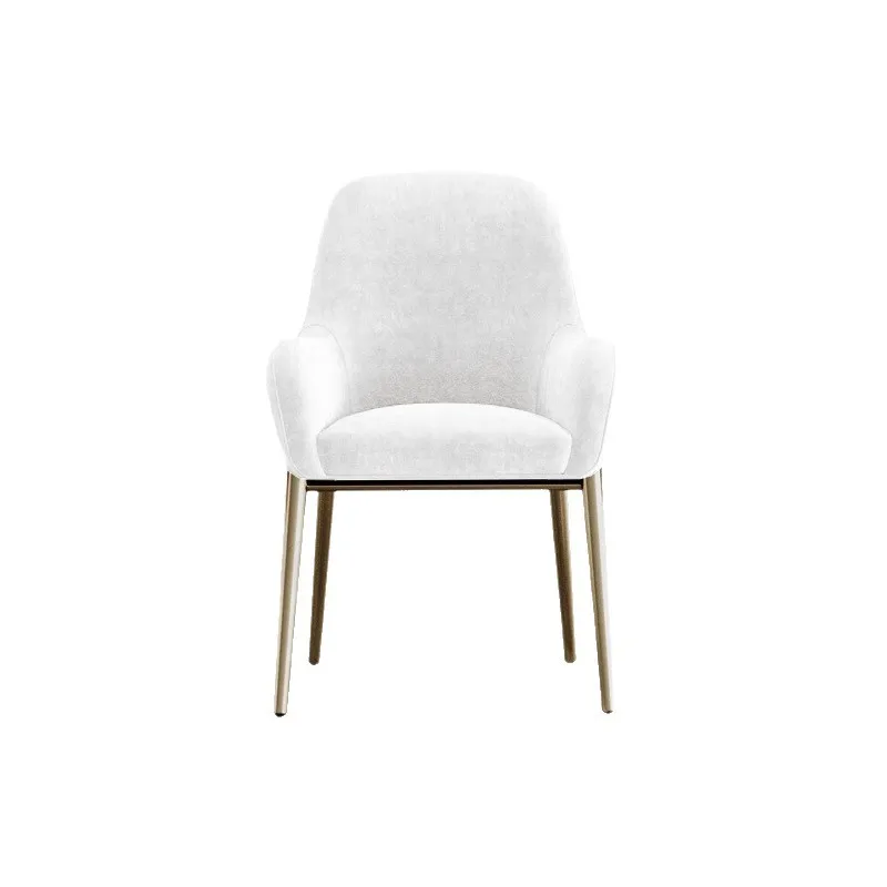 Sedia da pranzo moderna e leggera in acciaio inossidabile placcato oro con sedia da tè con schienale e braccioli