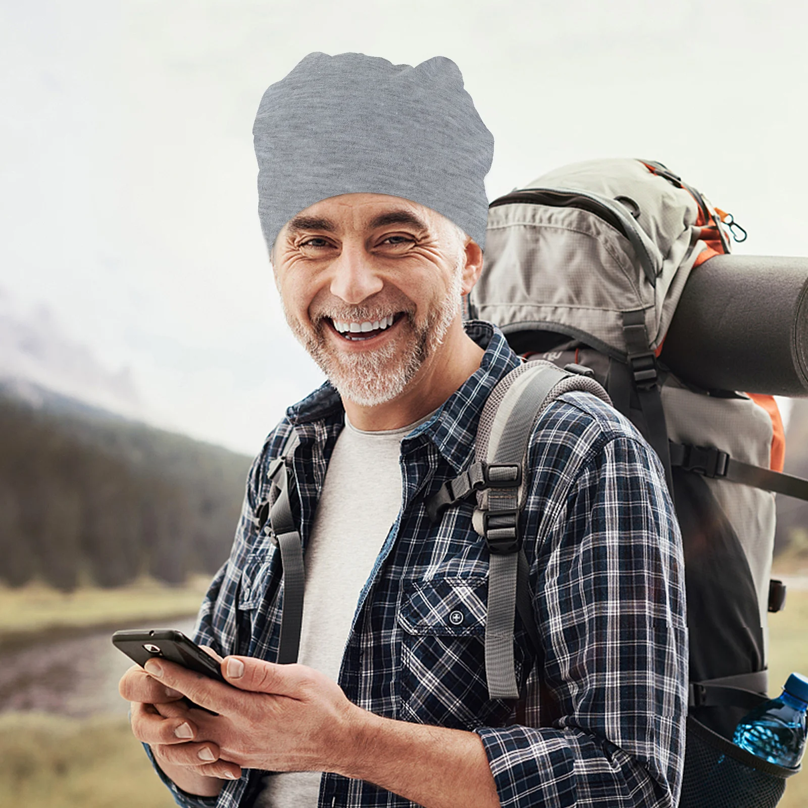 

2Pcs Soft Warm Beanie Hat Stretch Skull Cap Winter Warm Hat Unisex Ears Protection Women Men Winter Skull Caps