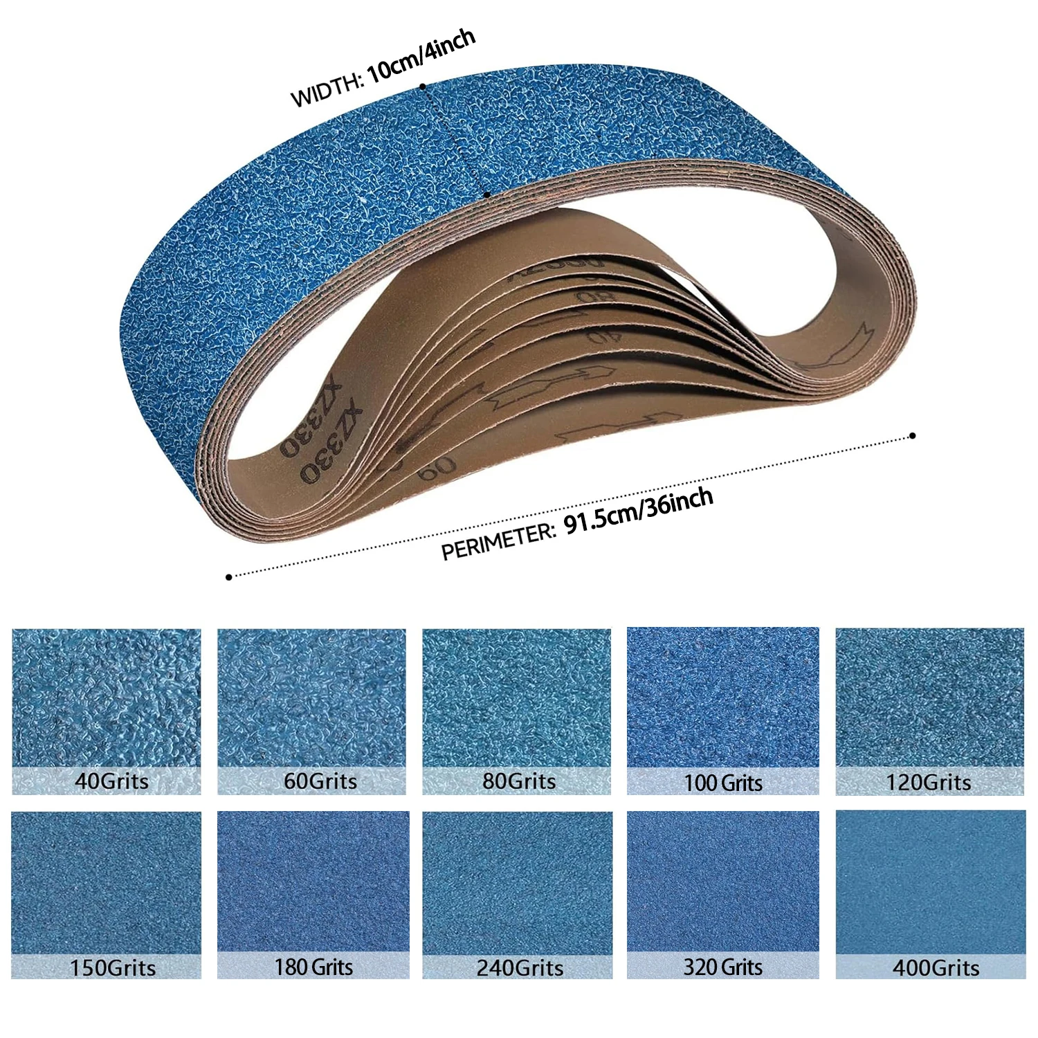 4*36 Inch Blue Sanding Belt 915x100mm Aluminum Oxide Abrasive Anti Tear Cloth Sand Belt Metal Wood Knife Sharpening Rust Removal
