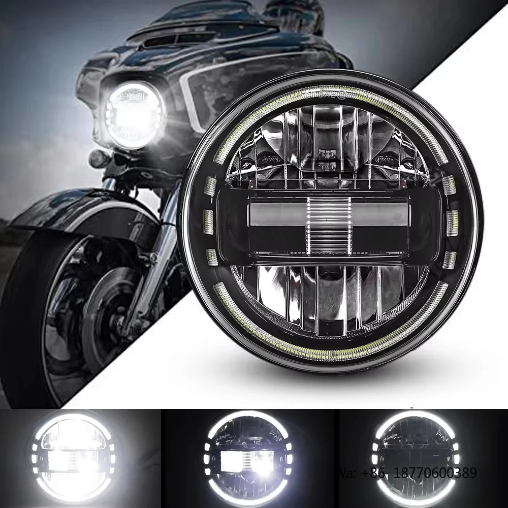 LED Headlights 7 Inch 45W with Angle Eyes Lada 4X4 for Jeep Car Wrangler JK TJ CJ JL Motorcycle