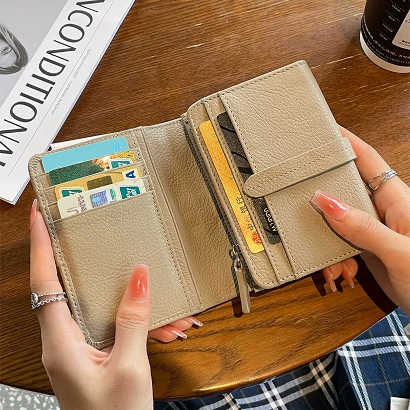 Engrave Initials Woman Casual Card Wallet Genuine Leather Zip Customized Short Folding Wallet Female Luxury Fashion Coin Purse view 4