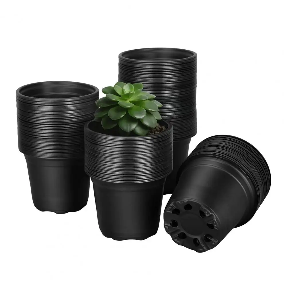 Small Planter Seedlings Nursery Pots with Drainage Holes Thickened Plastic Plant Containers for Succulents Herbs Indoor Outdoor