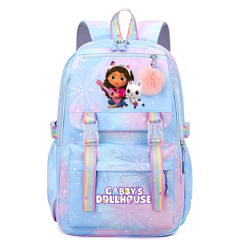 New Gabby Dollhouses Girls School Backpack Kawaii Cartoon Printed School bag Cute Girls School Supplies Children Birthday Gifts