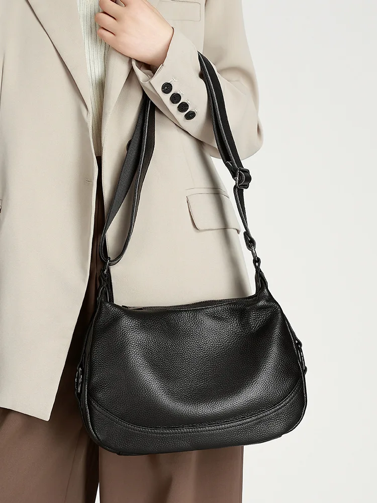 Top-grain Cowhide Women Senior Sense Large Bag New Fashion Versatile Casual Large Capacity Shoulder Bag For Middle-aged Mums