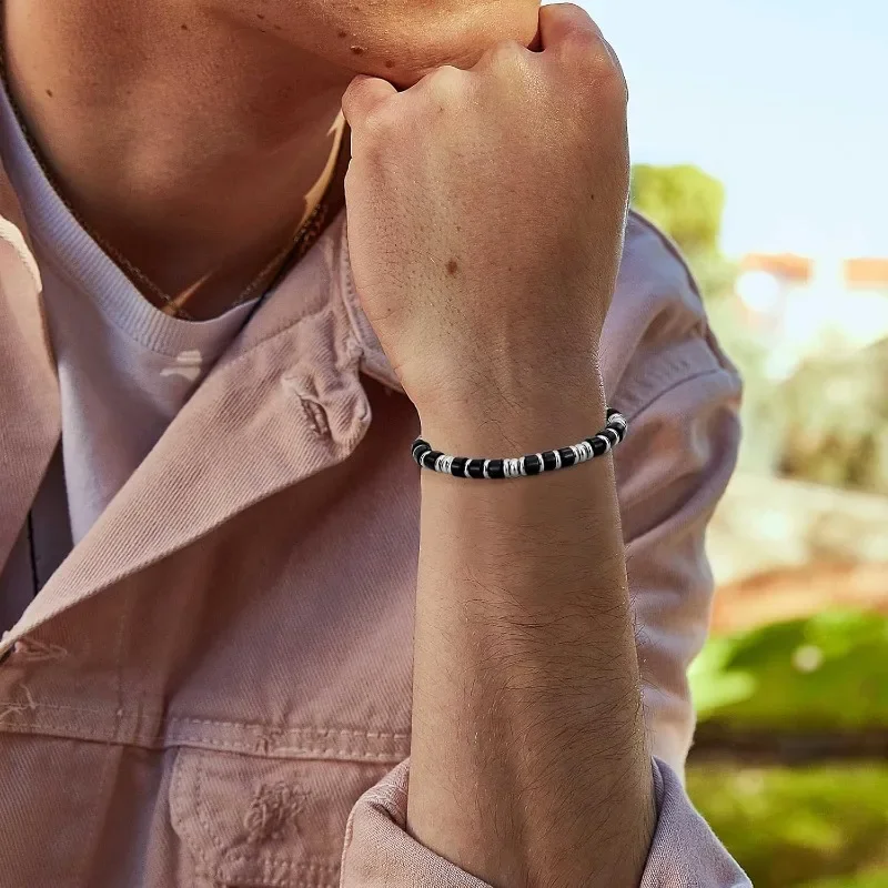 Trendy Stainless Steel Beaded Bracelets Gifts for Men Husband, Father, Best Friends Jewelry