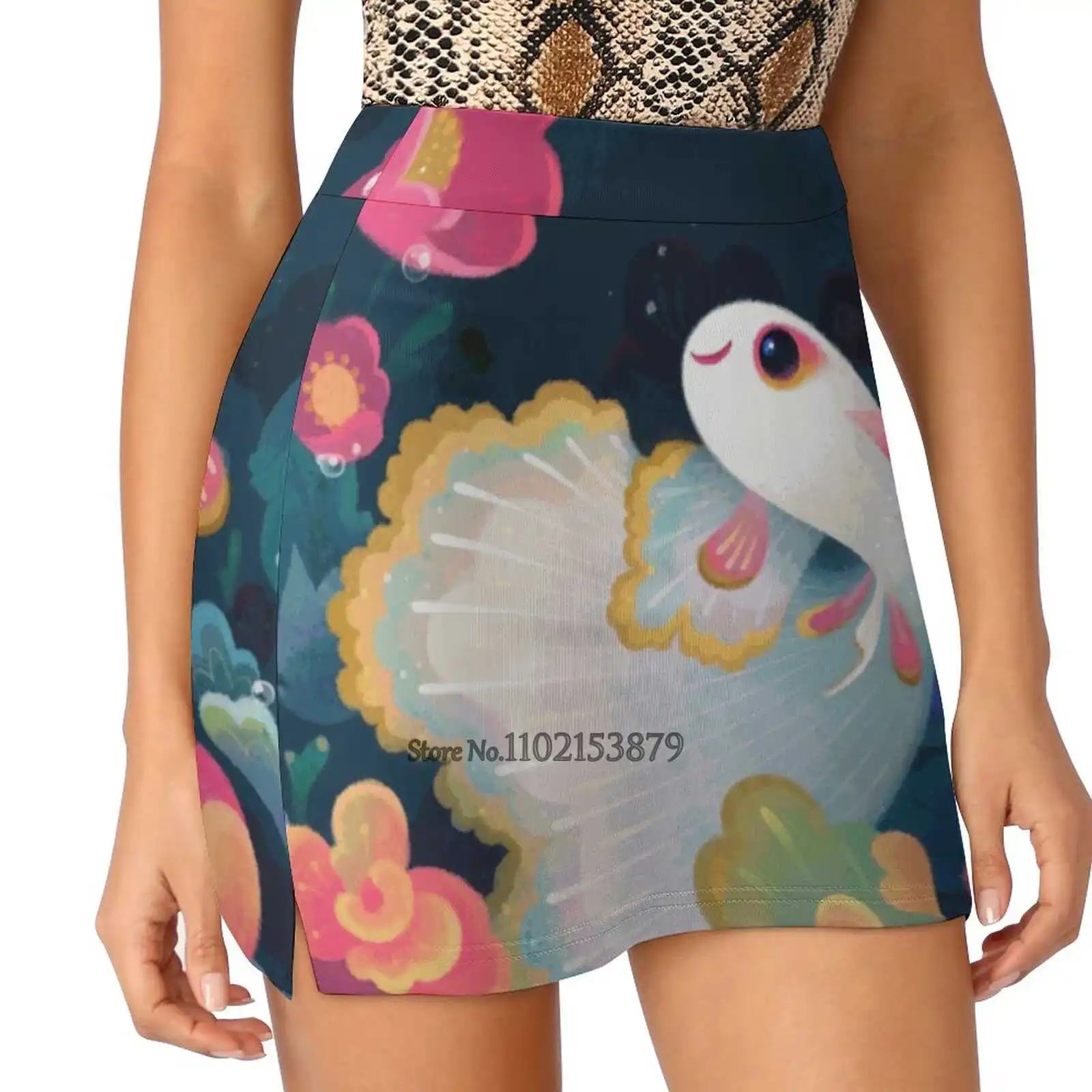 

Flower Guppy New Women Skirts Double-Layer Printed Short Dress Mini Sport Skirt Guppy Fish Tropical Fish Animal Fresh Water