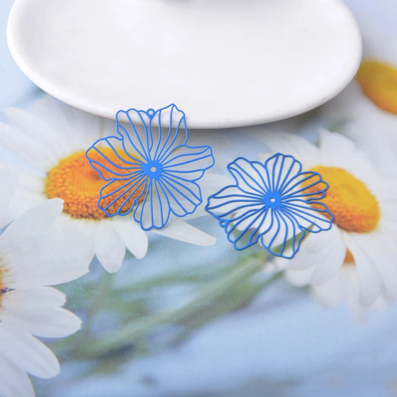 20 Stück AB9541 Schmuck-Ausstanzblumen-Anhänger, bemalte Verbindungsstücke, DIY-Zubehör für Damenohrringe und Halsketten – Detail 10