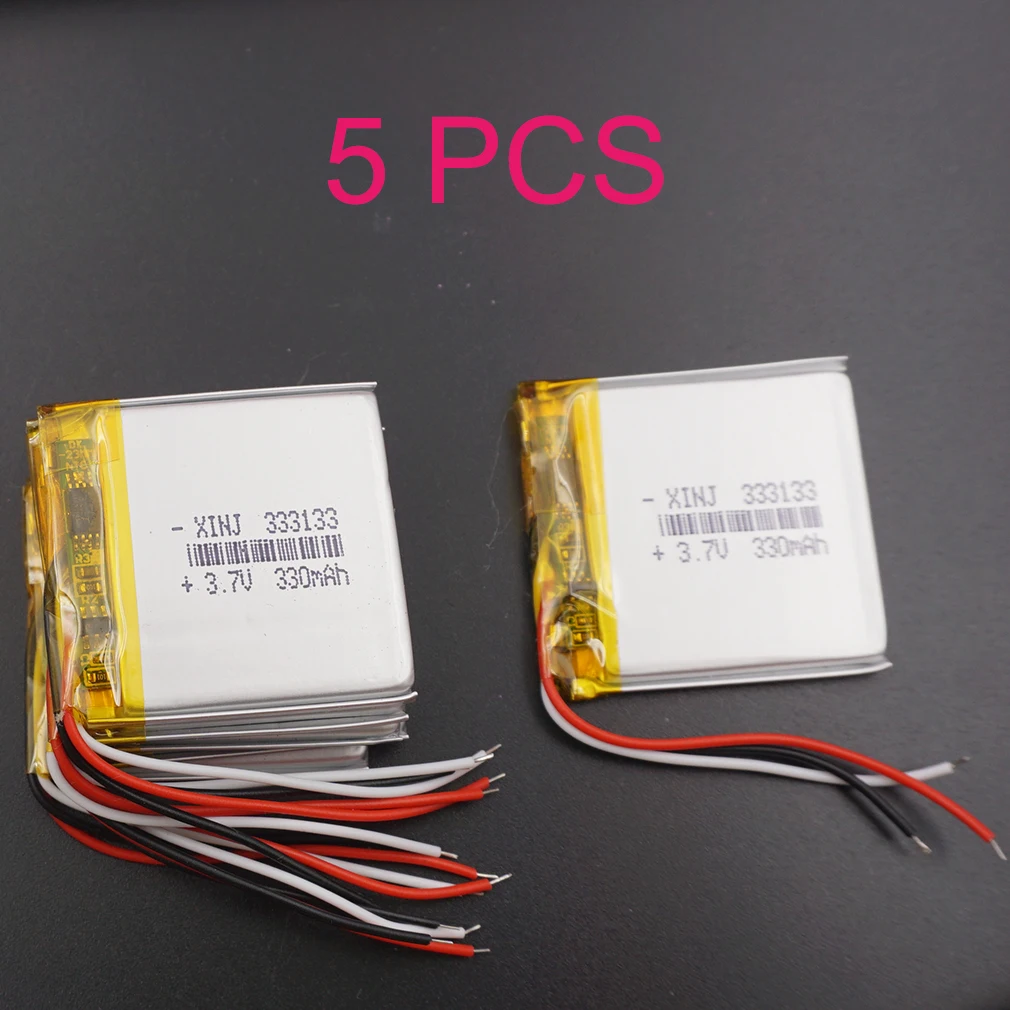 

5pcs 3.7V 330mAh Polymer Li Lithium Lipo Battery 333133 Thermistor 3 Wires For GPS Driving Recorder Car Camera Bluetooth Speaker