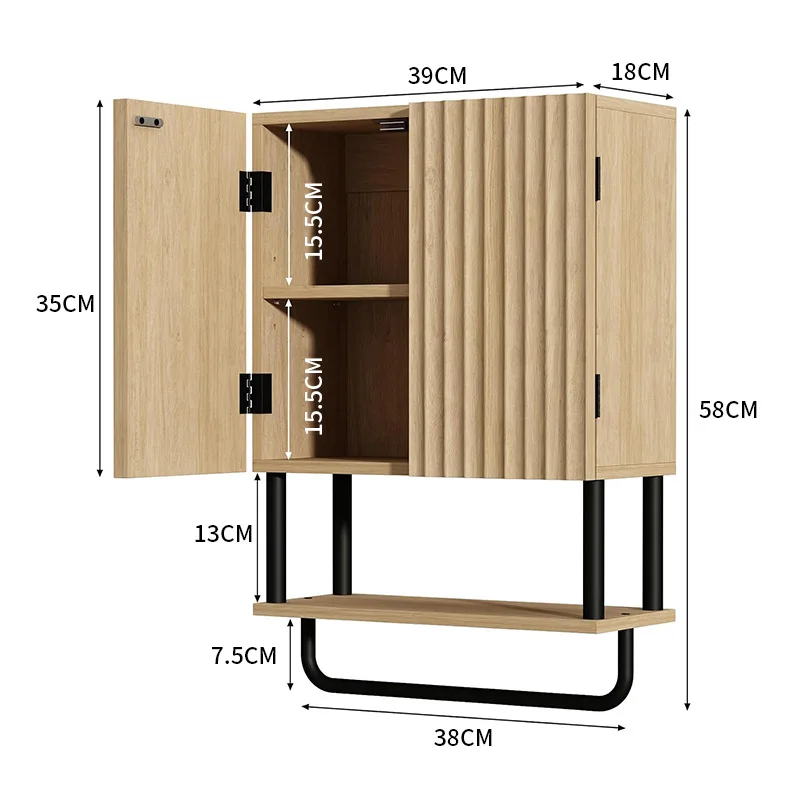 

Toilet wall-mounted bathroom washstand toilet cosmetics wall cabinet simple new decorative cabinet wooden towel rack