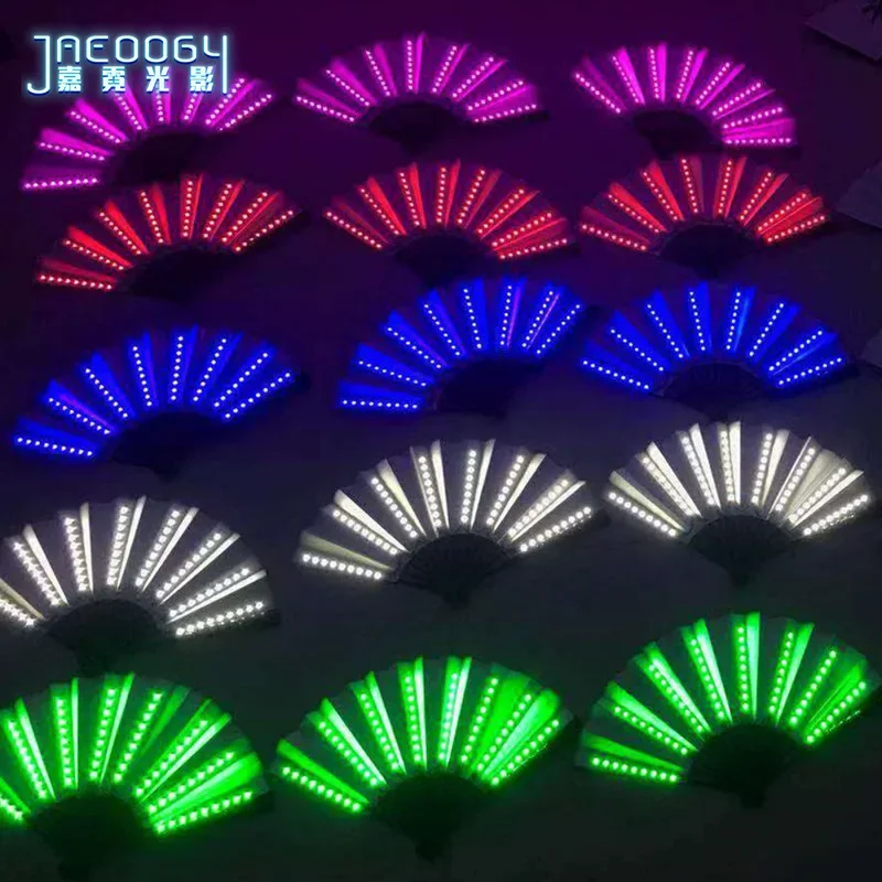 

LED Fan for Dancing Folding Fan Adult Glowing White Blue Red Green Light Up Accessories Dancer Props Festival Show Men Women