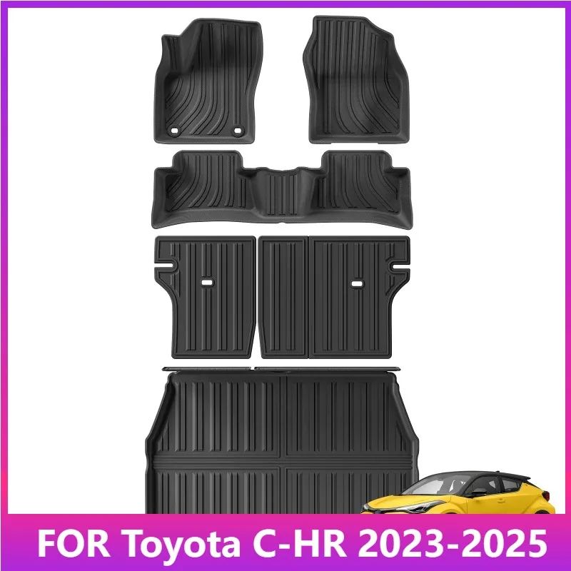 

Коврики для Toyota C-HR 2023-2025 TPE 3D автомобильные коврики грузовой вкладыш багажник/накладка на спинку водонепроницаемый черный