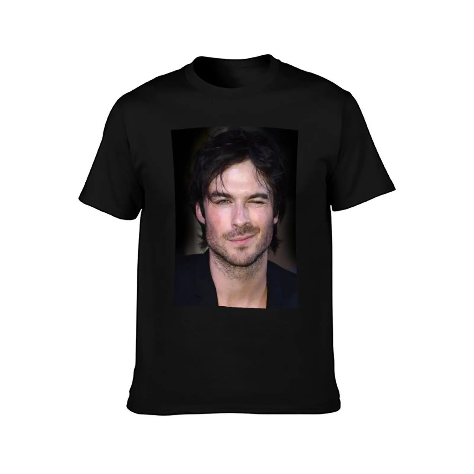 Ian Somerhalder Wink T-Shirt, Summer Casual Cotton Tee, Oversized Streetwear Tops, Vintage Graphic Print, Loose Fit Short Sleeve