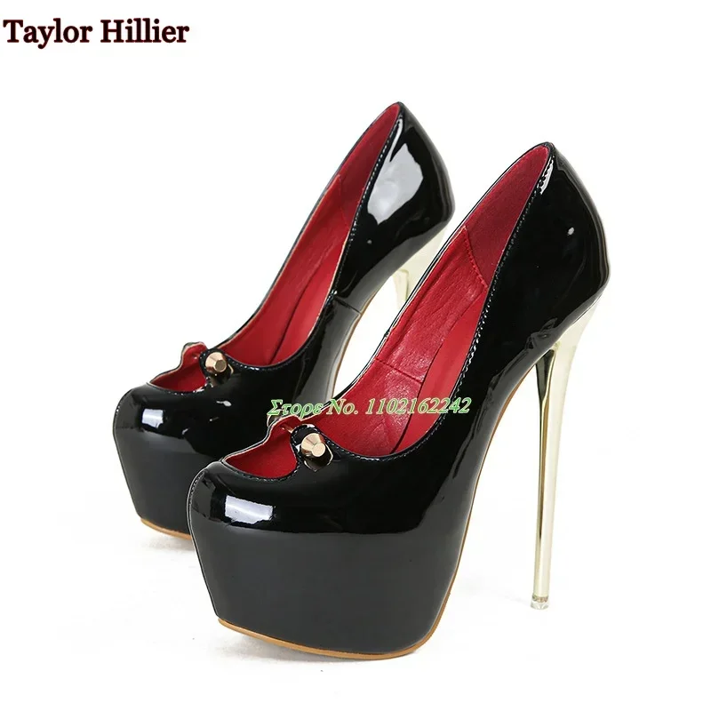 

Black High Heels 16cm Spring New Super High Heels Patent Leather Waterproof Platform Pumps Sexy Stage Catwalk Women'S Shoes 42