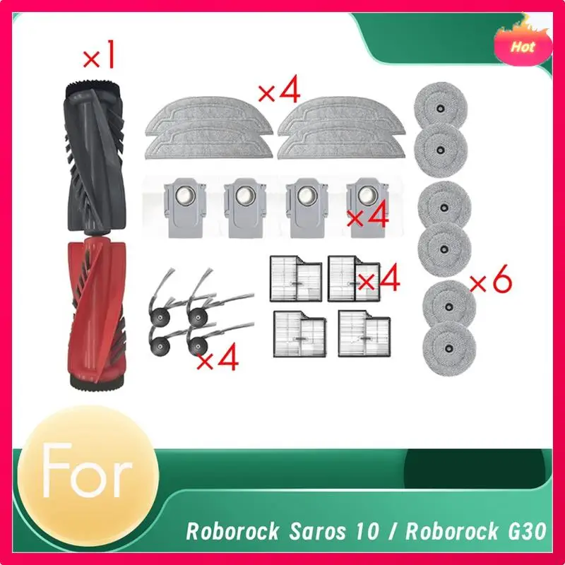 

Запасные части ABYP для Roborock Saros 10/G30, самоопорожняющийся робот-пылесос, основная боковая щетка, фильтр для швабры, мешки для пыли