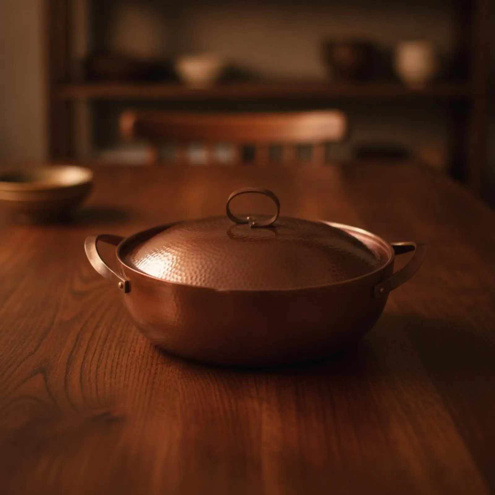 Smooth Interior Copper Cook Pot with Lid for Hot Pot Boiling Stew Camping Stove Tabletop Family Meal