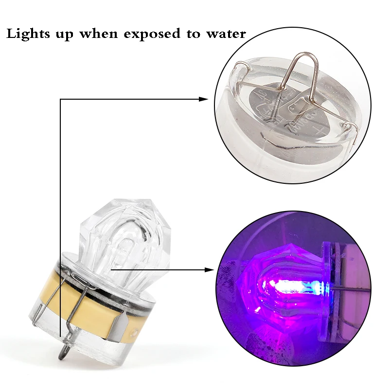 2 Stück LED-Angellampe Unterwasser-Diamantform Blitzlicht zum Anlocken von Tintenfischen Angelköder Angelzubehör – Detail 6