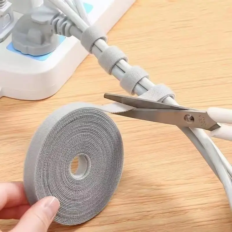 1 Roll 1/3/5 Meters Data Cable Storage Manager Artifact Reusable Cable Tie Nylon Free Cut Desk Wire Organizer Cable Binding Tap