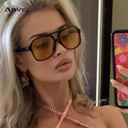 Retro Pilot Sunglasses Women Men's Oversized Sun Glasses Male Eyeglasses Yellow Lens Driving Shades Lentes De Sol Mujer