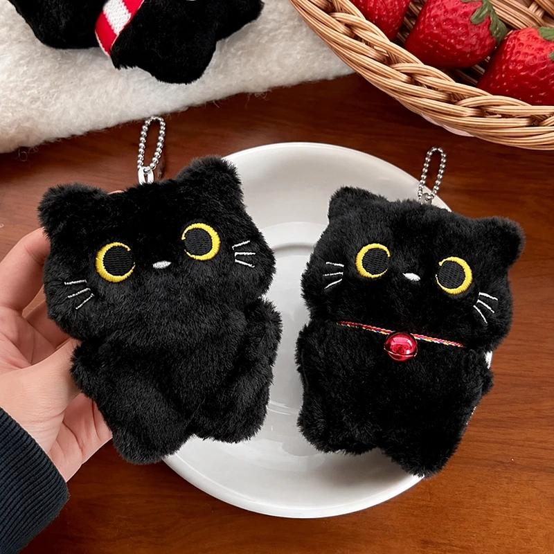 Weihnachts-Schlüsselanhänger mit schwarzer Katze für Taschen, Plüsch-Katzenpuppe-Anhänger, Halloween-Party-Geschenke, Taschenanhänger für Paare, Rucksack-Hängeornamente – Detail 3