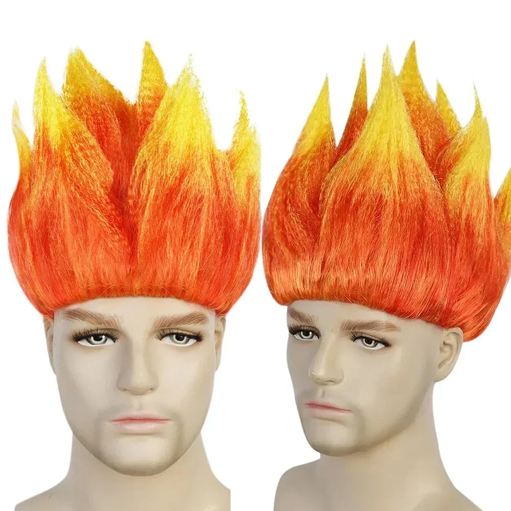 

Anime Movie Anger Cosplay Wig Adult Unisex Flame Orange Spiky Short Fire Wigs Synthetic Hair Halloween Party Costume Props
