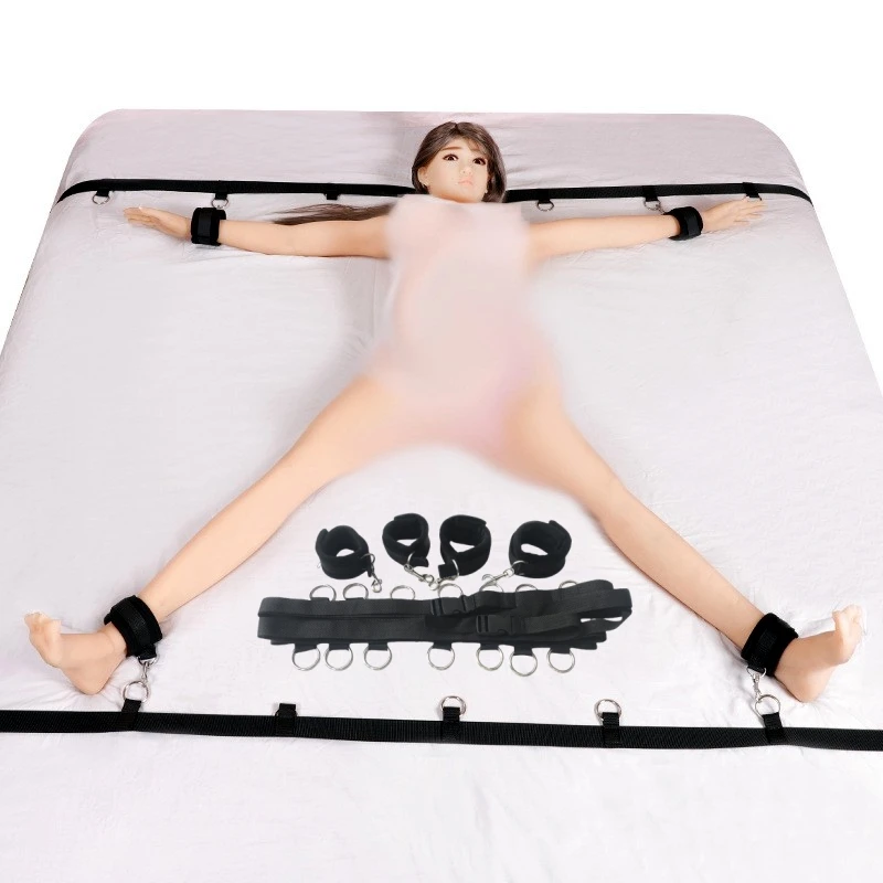 SM Sex Toys Female Nylon Bed Restraints Adjustable Handcuffs And Ankel cuffs Straps Adult Binding Goods