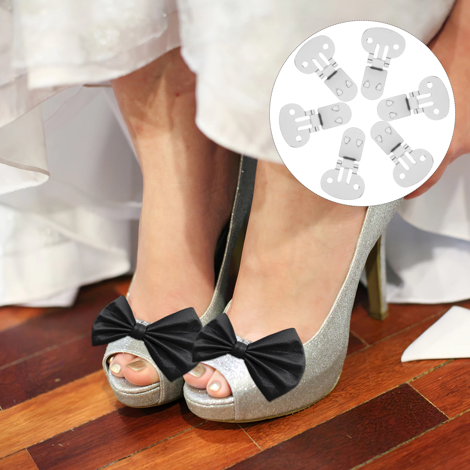 

20pcs Stainless Steel Shoe Clips Flat Buckle DIY Crafts Decoration Women Accessories Metal Findings Home Use Shoe Cabinet