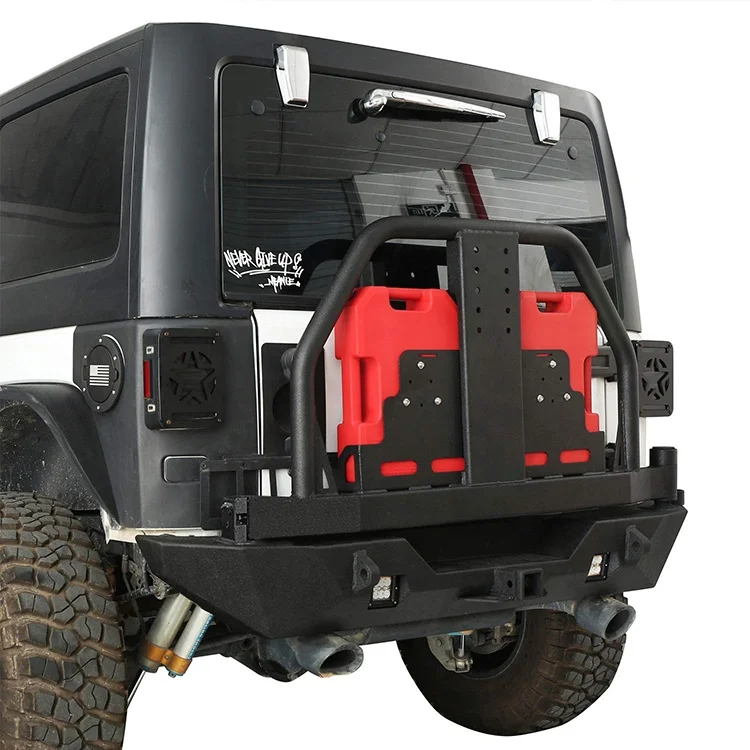 Heavy Duty Rear Bumper With Spare Tire Carrier & Oil Drum  for Jeep Wrangler JK