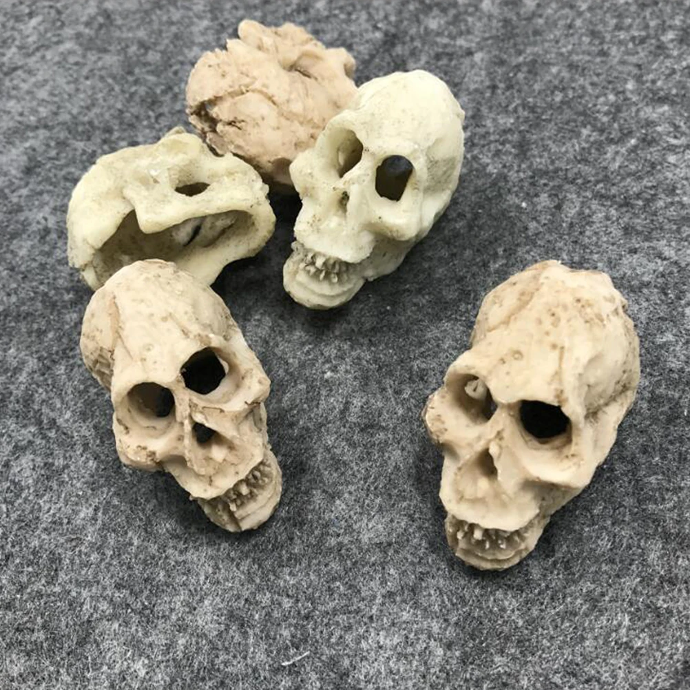 

2pcs Resin Mini Human Skull Aquarium Ornament Simulation Skull Decor For Fish Tank Reptile Terrarium Pet Shelter Odorless Safe