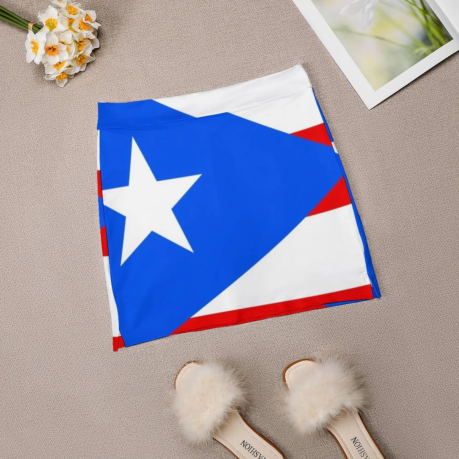 Puerto Riko Rok Modis Korea Rok Musim Panas untuk Wanita Rok Celana Tahan Cahaya Bendera Puerto Riko Bendera Puerto Riko