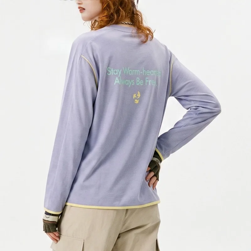 Men's Outdoor Athletic Long Sleeve Tee with Contrast Trim & Graphic Print for Training