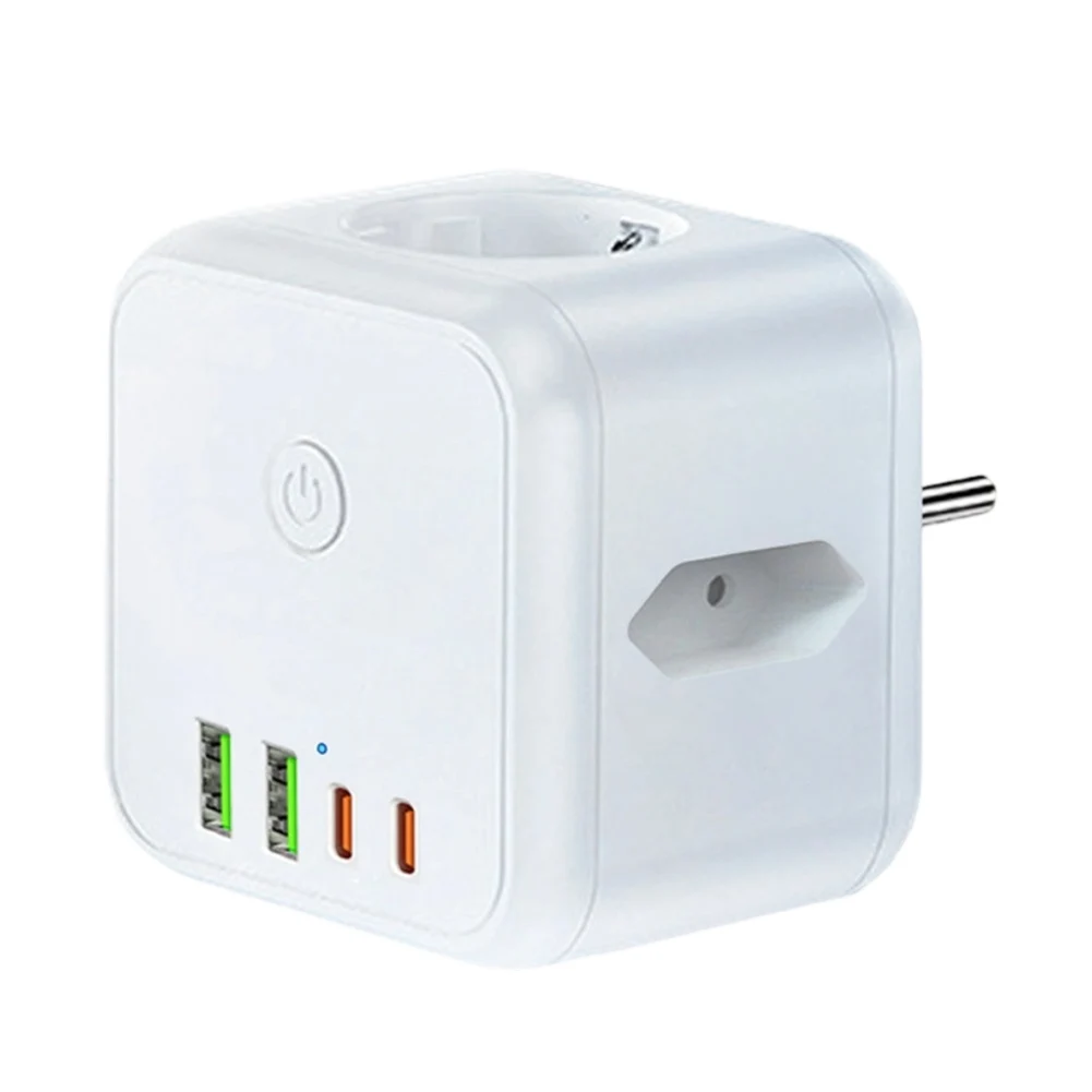 

Беспроводная розетка с функцией 7 в 1 3 розетки переменного тока 4 USB-порта 70 Вт USB C Выходная розетка Портативный дизайн